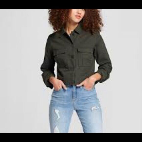 A New Day Forest Green crop fall Jacket size XS - Picture 1 of 5